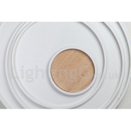 Plafoniera LED in legno con anelli bianchi dimmerabile, ultrasottile, anche da parete 62/82 cm