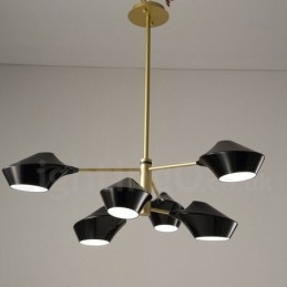 Lampadario moderno contemporaneo a tubi con paralumi in acrilico bianco e nero E14