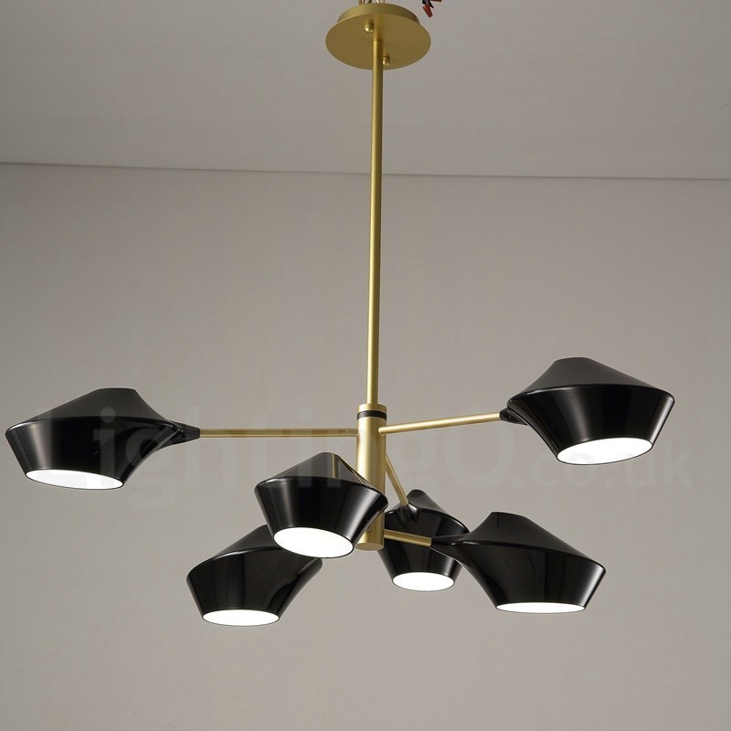 Lampadario moderno contemporaneo a tubi con paralumi in acrilico bianco e nero E14