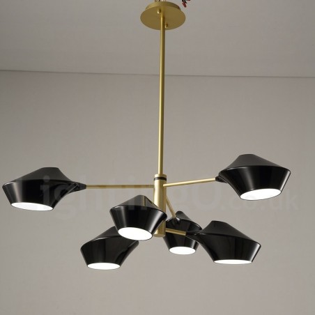 Lampadario moderno contemporaneo a tubi con paralumi in acrilico bianco e nero E14