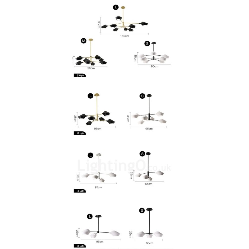 Lampadario moderno contemporaneo a tubi con paralumi in acrilico bianco e nero E14