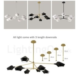 Lampadario moderno contemporaneo a tubi con paralumi in acrilico bianco e nero E14