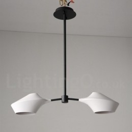 Lampadario moderno contemporaneo a tubi con paralumi in acrilico bianco e nero E14