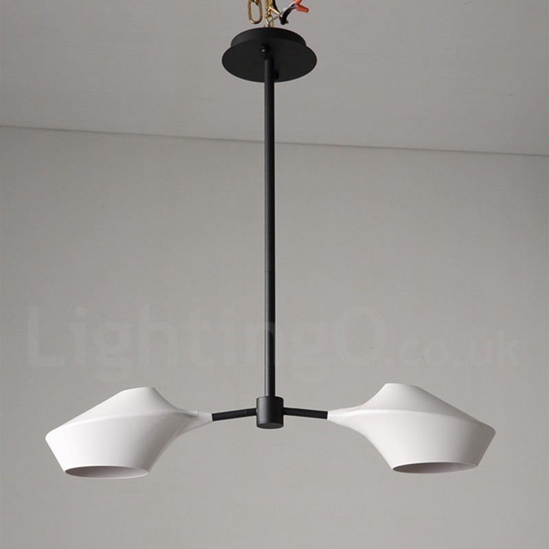 Lampadario moderno contemporaneo a tubi con paralumi in acrilico bianco e nero E14