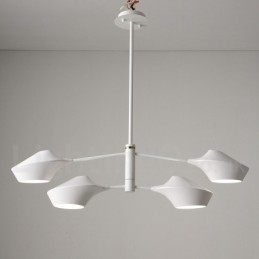 Lampadario moderno contemporaneo a tubi con paralumi in acrilico bianco e nero E14