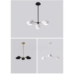 Lampadario moderno contemporaneo a tubi con paralumi in acrilico bianco e nero E14