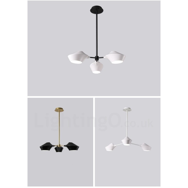 Lampadario moderno contemporaneo a tubi con paralumi in acrilico bianco e nero E14