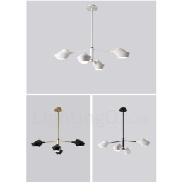 Lampadario moderno contemporaneo a tubi con paralumi in acrilico bianco e nero E14