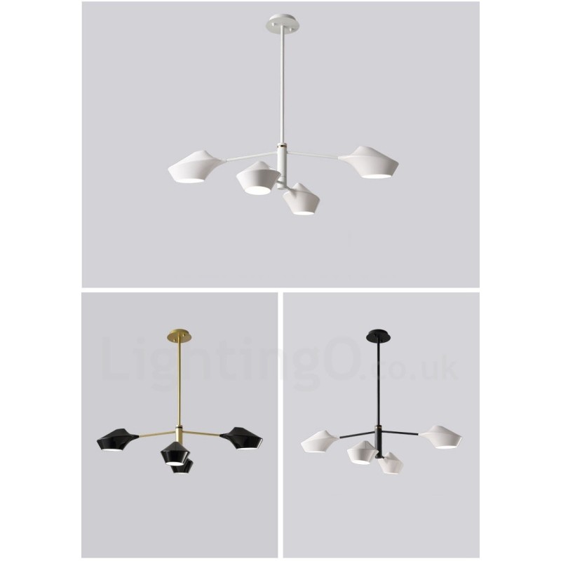 Lampadario moderno contemporaneo a tubi con paralumi in acrilico bianco e nero E14