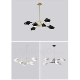 Lampadario moderno contemporaneo a tubi con paralumi in acrilico bianco e nero E14