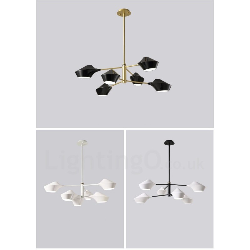 Lampadario moderno contemporaneo a tubi con paralumi in acrilico bianco e nero E14