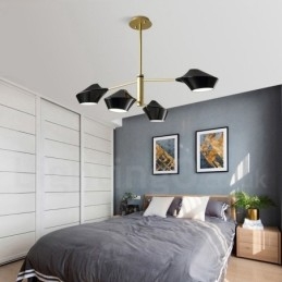 Lampadario moderno contemporaneo a tubi con paralumi in acrilico bianco e nero E14