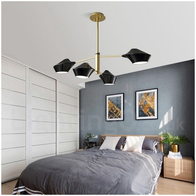 Lampadario moderno contemporaneo a tubi con paralumi in acrilico bianco e nero E14