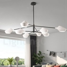 Lampadario moderno contemporaneo a tubi con paralumi in acrilico bianco e nero E14