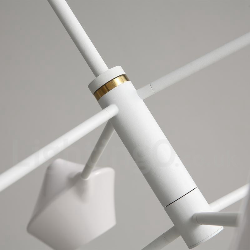 Lampadario moderno contemporaneo a tubi con paralumi in acrilico bianco e nero E14