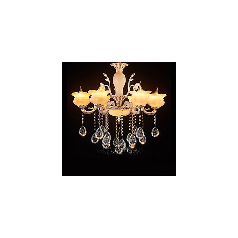 Lampadario a sospensione in cristallo di giada stile candela beige