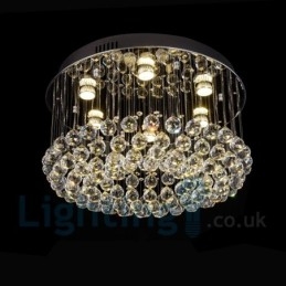 Plafoniera rotonda da soffitto in cristallo K9 a montaggio a filo, 6 LED