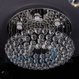 Plafoniera rotonda da soffitto in cristallo K9 a montaggio a filo, 6 LED