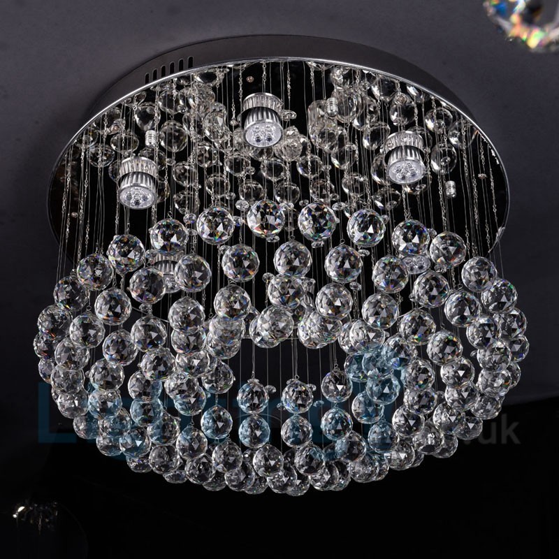 Plafoniera rotonda da soffitto in cristallo K9 a montaggio a filo, 6 LED