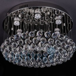 Plafoniera rotonda da soffitto in cristallo K9 a montaggio a filo, 6 LED