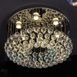 Plafoniera rotonda da soffitto in cristallo K9 a montaggio a filo, 6 LED