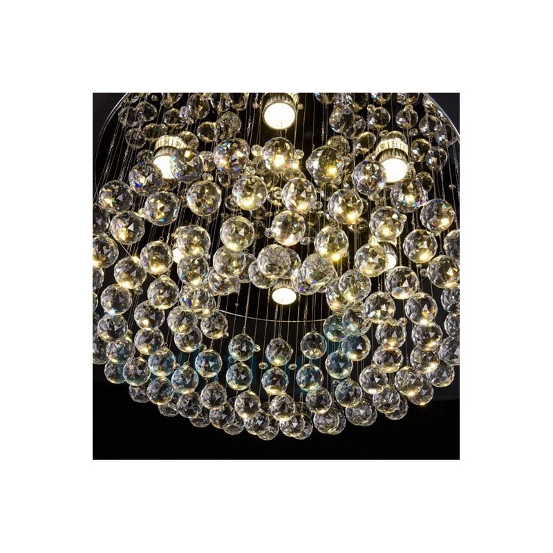 Plafoniera rotonda da soffitto in cristallo K9 a montaggio a filo, 6 LED