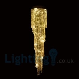 Lampadario a soffitto rotondo in cristallo K9, 4 GU10 + 8 G4, 150 cm