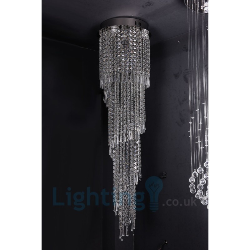 Lampadario a soffitto rotondo in cristallo K9, 4 GU10 + 8 G4, 150 cm