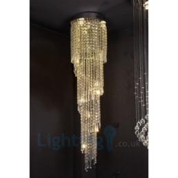 Lampadario a soffitto rotondo in cristallo K9, 4 GU10 + 8 G4, 150 cm