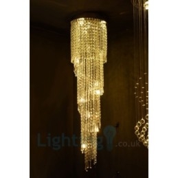 Lampadario a soffitto rotondo in cristallo K9, 4 GU10 + 8 G4, 150 cm
