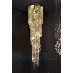 Lampadario a soffitto rotondo in cristallo K9, 4 GU10 + 8 G4, 150 cm