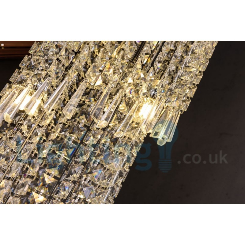 Lampadario a soffitto rotondo in cristallo K9, 4 GU10 + 8 G4, 150 cm