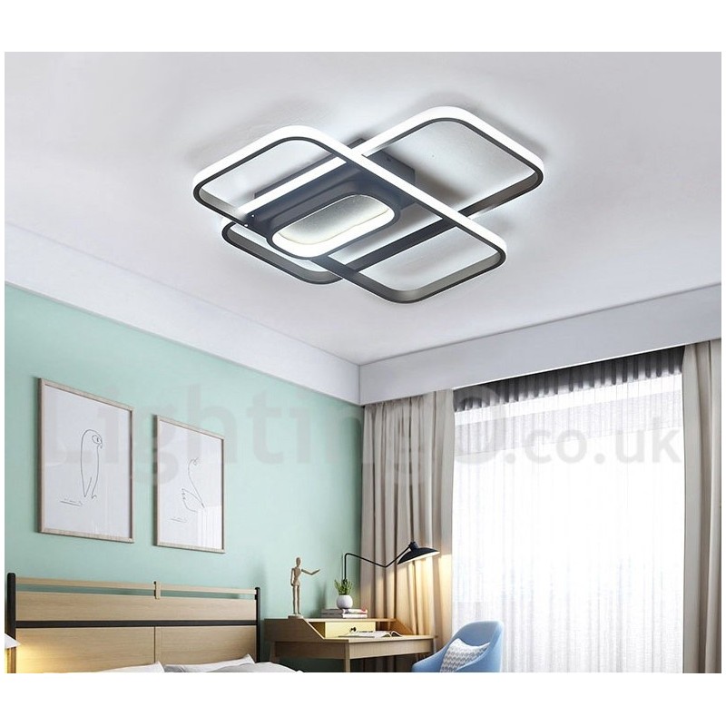 Plafoniera LED contemporanea in alluminio con dimmer e telecomando, montaggio a filo, anche applique