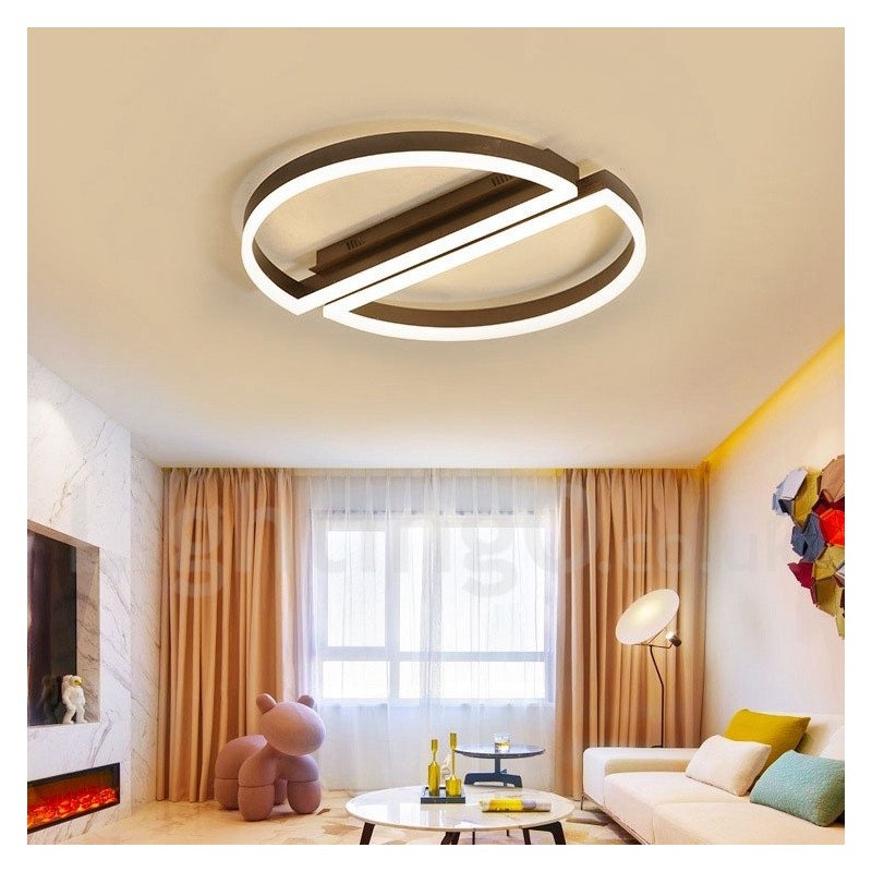 Plafoniera rotonda moderna in alluminio con montaggio a filo, dimmer remoto, installabile a parete