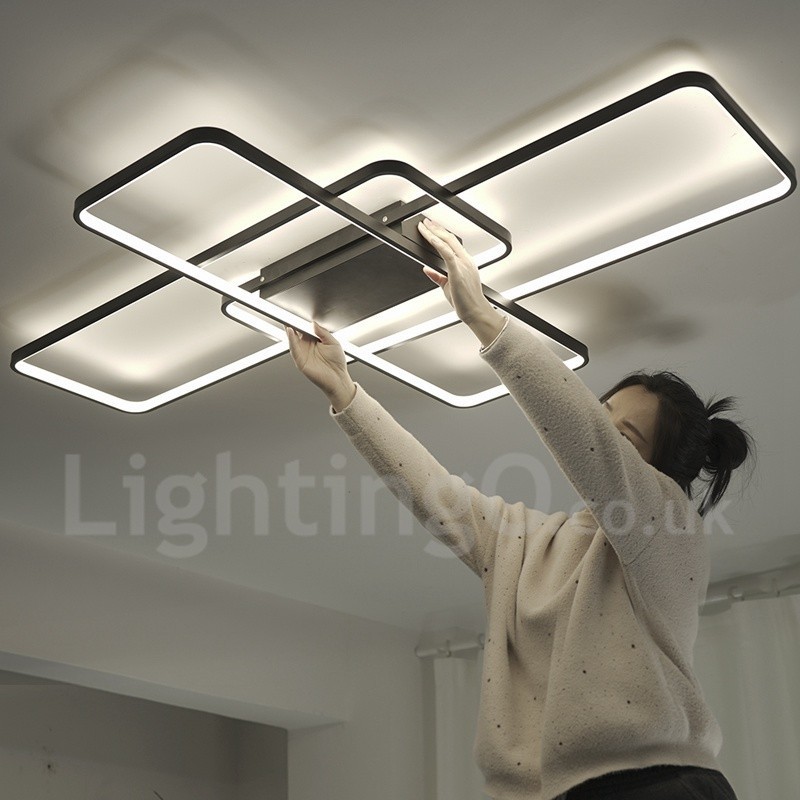 Plafoniera a LED in alluminio verniciato, montaggio a filo, dimmerabile con telecomando