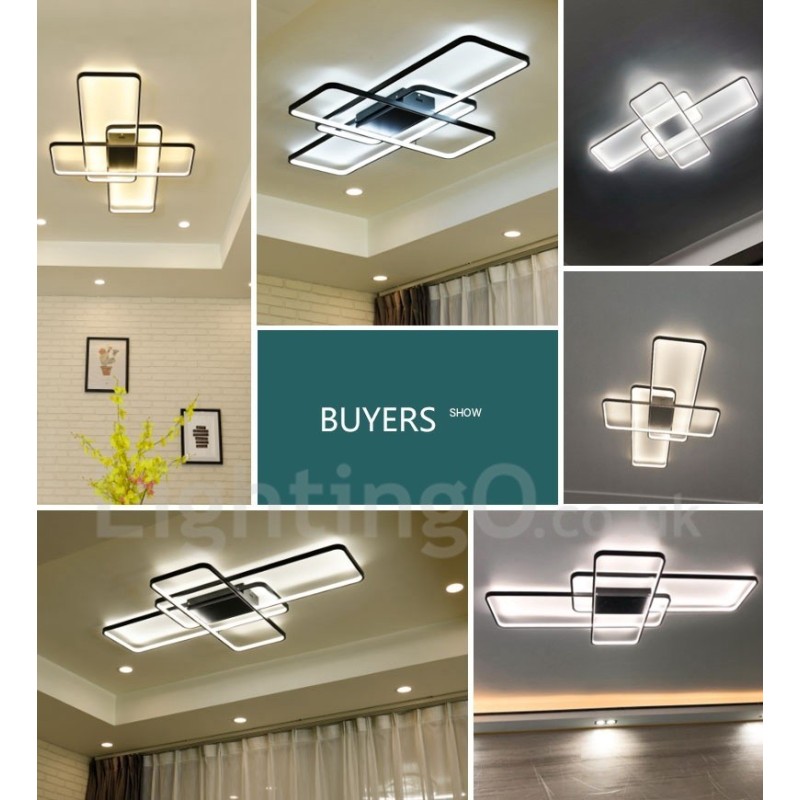 Plafoniera a LED in alluminio verniciato, montaggio a filo, dimmerabile con telecomando