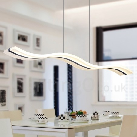 Lampada a sospensione lineare LED dimmerabile con telecomando, bianca, 98 cm