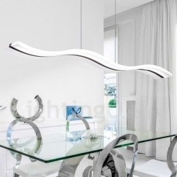 Lampada a sospensione lineare LED dimmerabile con telecomando, bianca, 98 cm