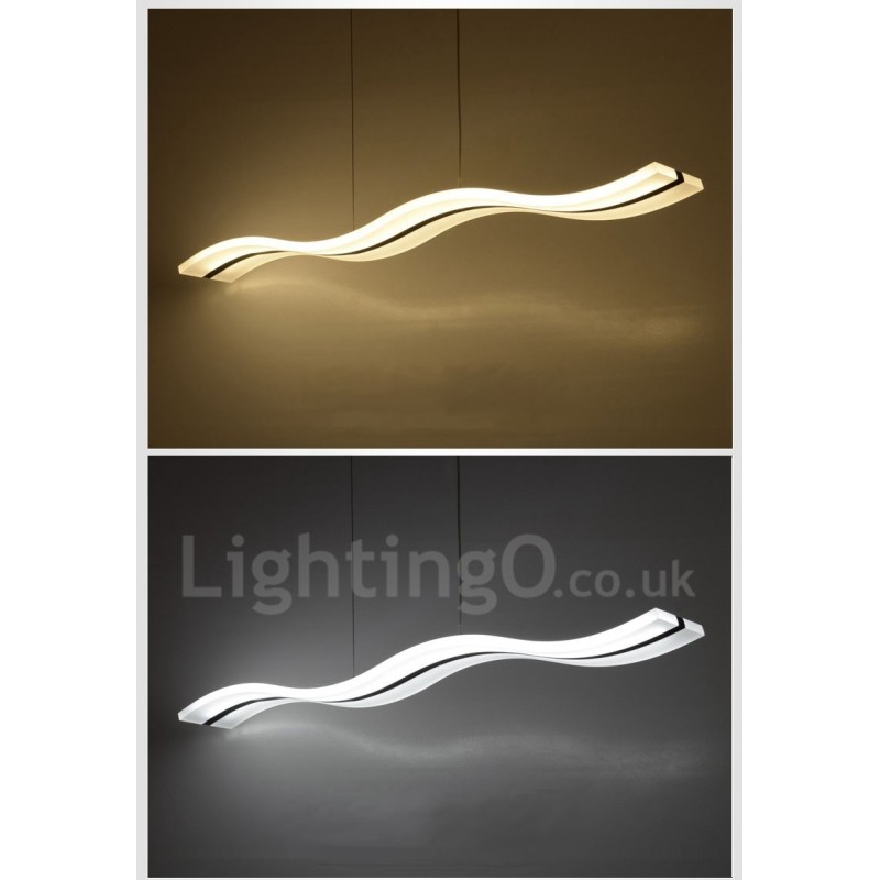 Lampada a sospensione lineare LED dimmerabile con telecomando, bianca, 98 cm
