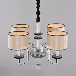 Lampadario moderno minimalista in tessuto e cristallo oro, 1 lampadina E26/E27