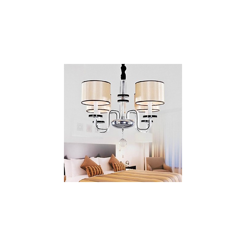 Lampadario moderno minimalista in tessuto e cristallo oro, 1 lampadina E26/E27