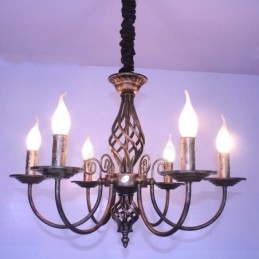Lampadario a sospensione in stile candela rustico retrò vintage nero bianco 6 luci