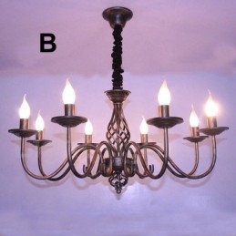 Lampadario a sospensione in stile candela rustico retrò vintage nero bianco 6 luci