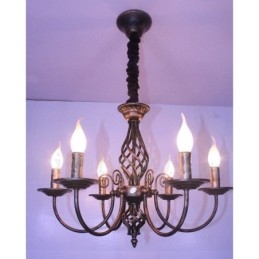 Lampadario a sospensione in stile candela rustico retrò vintage nero bianco 6 luci
