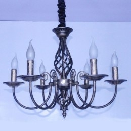 Lampadario a sospensione in stile candela rustico retrò vintage nero bianco 6 luci