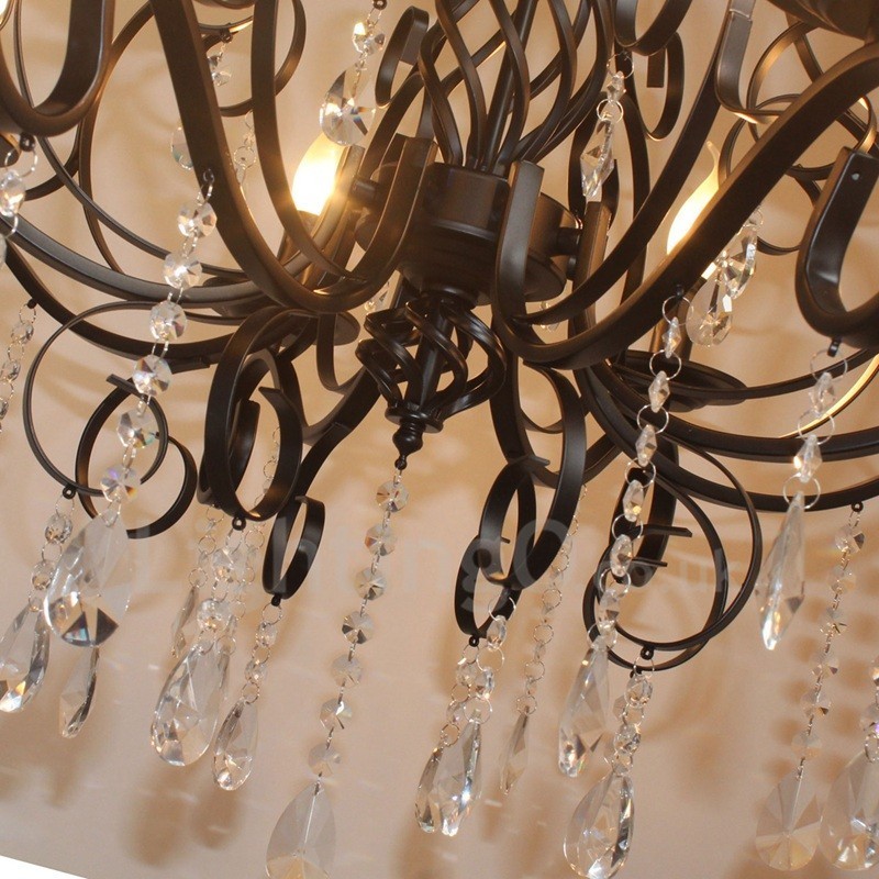 Lampadario a candela vintage rustico in cristallo a 8 luci