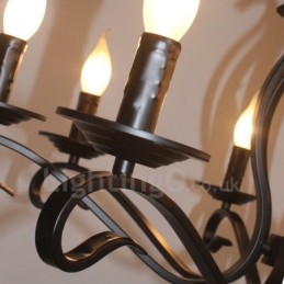 Lampadario a sospensione vintage rustico nero a 8 luci E14 79 cm