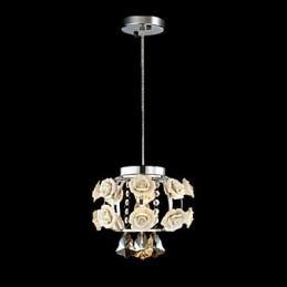 Lampadario moderno contemporaneo in cristallo, lanterna in metallo, 1 luce