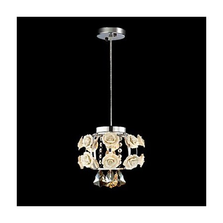 Lampadario moderno contemporaneo in cristallo, lanterna in metallo, 1 luce