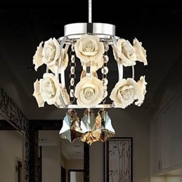 Lampadario moderno contemporaneo in cristallo, lanterna in metallo, 1 luce